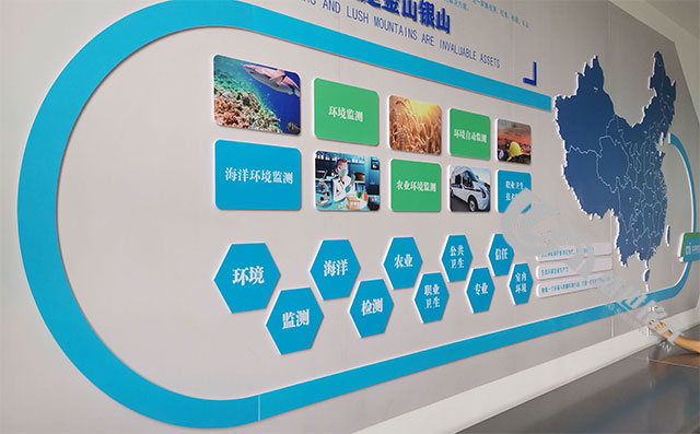 华测全国业务分布范围地图文化墙侧面效果图